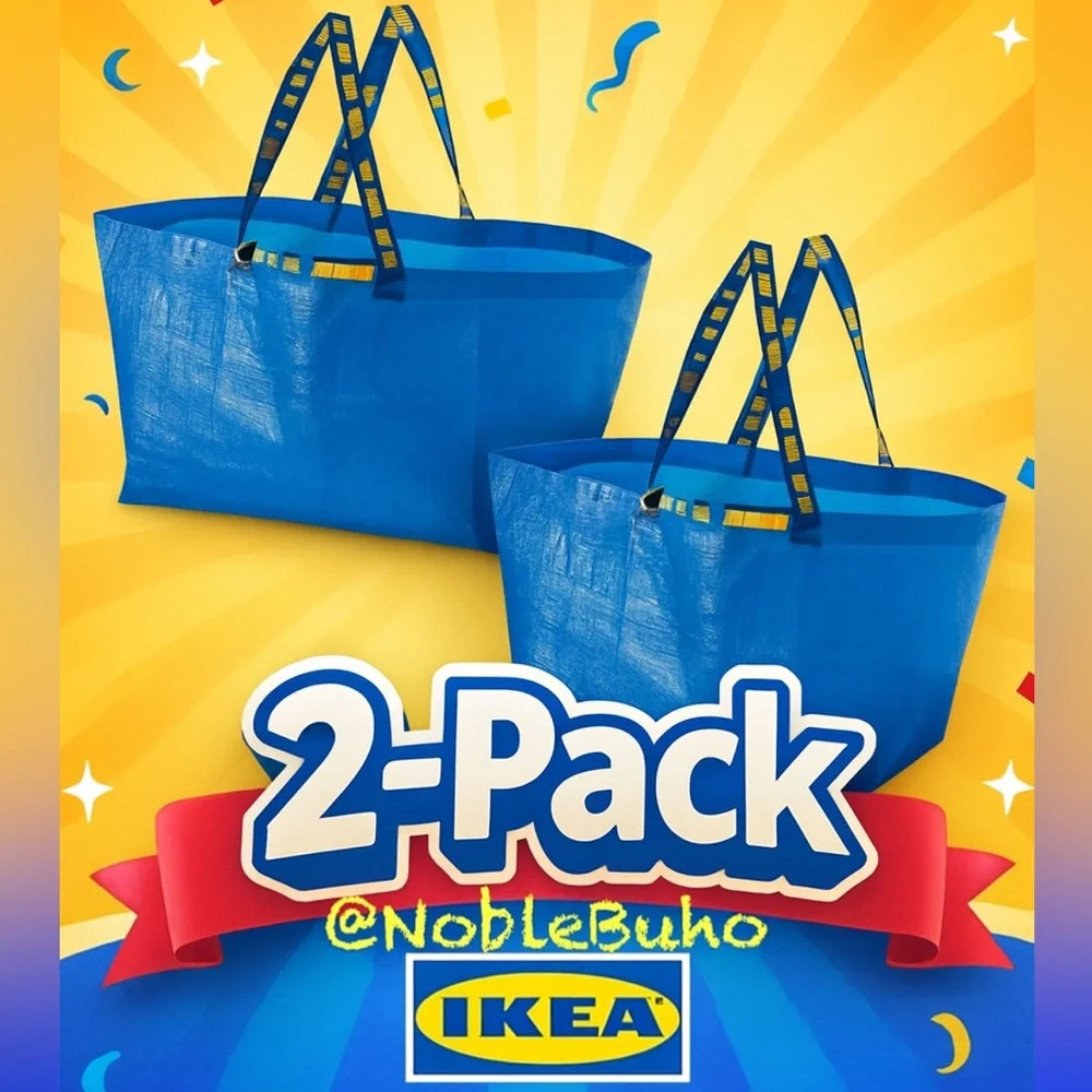 2-Bags IKEA Shopping Bag Frakta Laundry Tote Bag Ikea Bag 19 Gallon 2 Bags